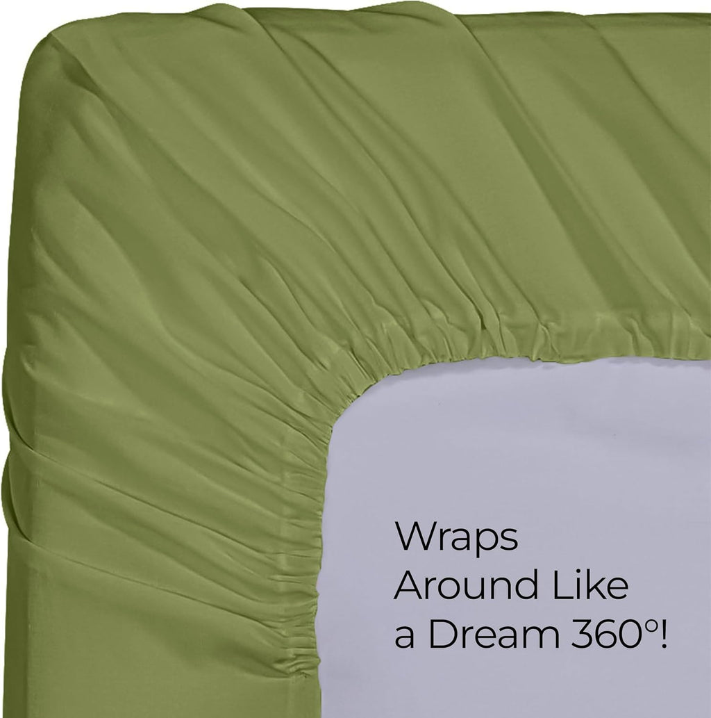 Utopia Bedding Queen Fitted Sheet - Deep Pocket Soft Microfiber - Olive Color, Fade Resistant & Easy Care