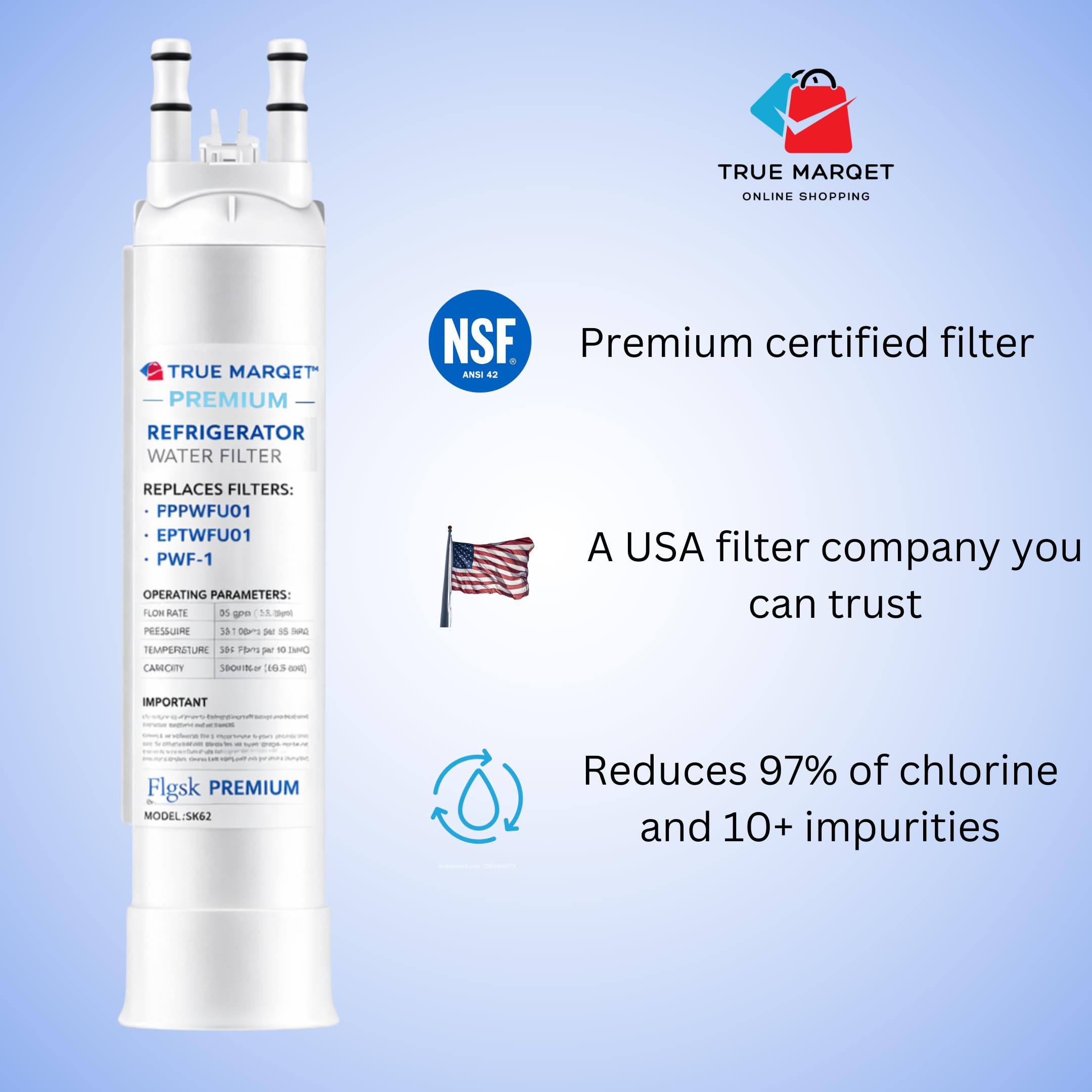 FPPWFU01 Water Filter Replacement for Frigidaire FPPWFU01 Water Filter Compatible with PurePour PWF-1, Electrolux EPPWFU01 PureAdvantage PWF-1 4 Pack NEW