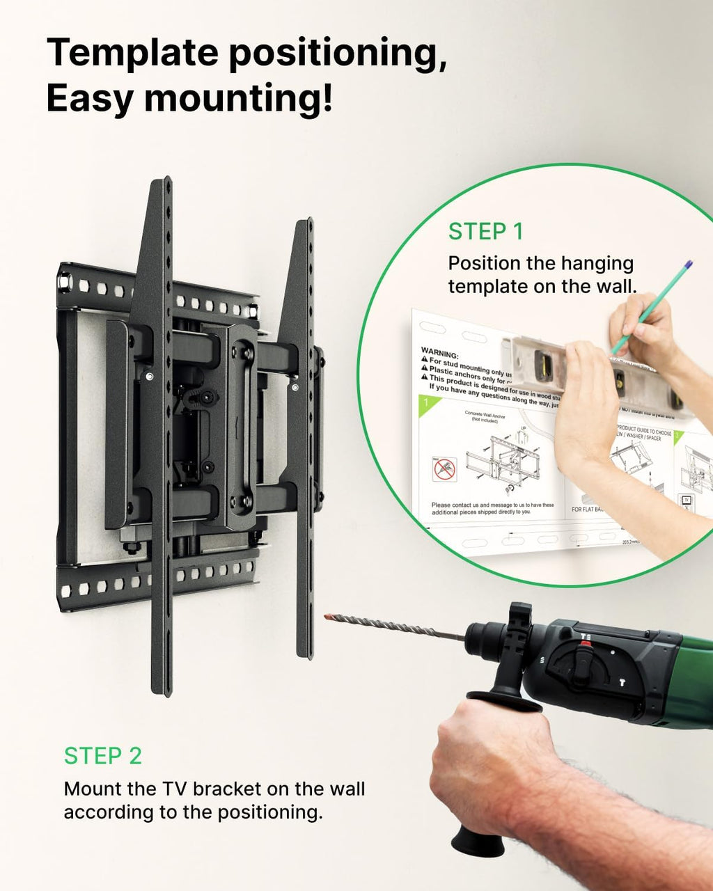 USX MOUNT Full Motion TV Wall Mount - Fits 42-97 Inch TVs Up to 150 lbs | Swivel & Tilt Design, Max VESA 600x400mm