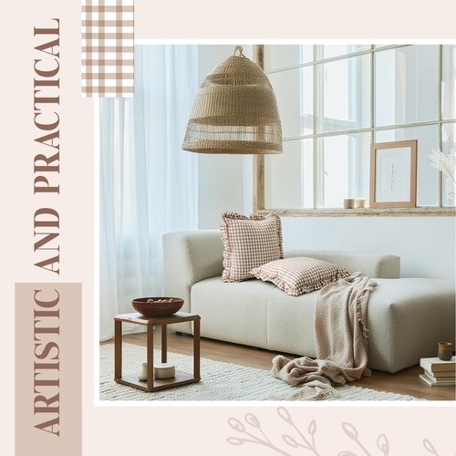 Kathfly 2 Pcs Taupe/White Plaid Ruffle Throw Pillow Covers Farmhouse Checkered 20'' x 20'' Washed Cotton Pillowcases Couch Gingham Pillow Shams for Living Room Bed, No Inserts