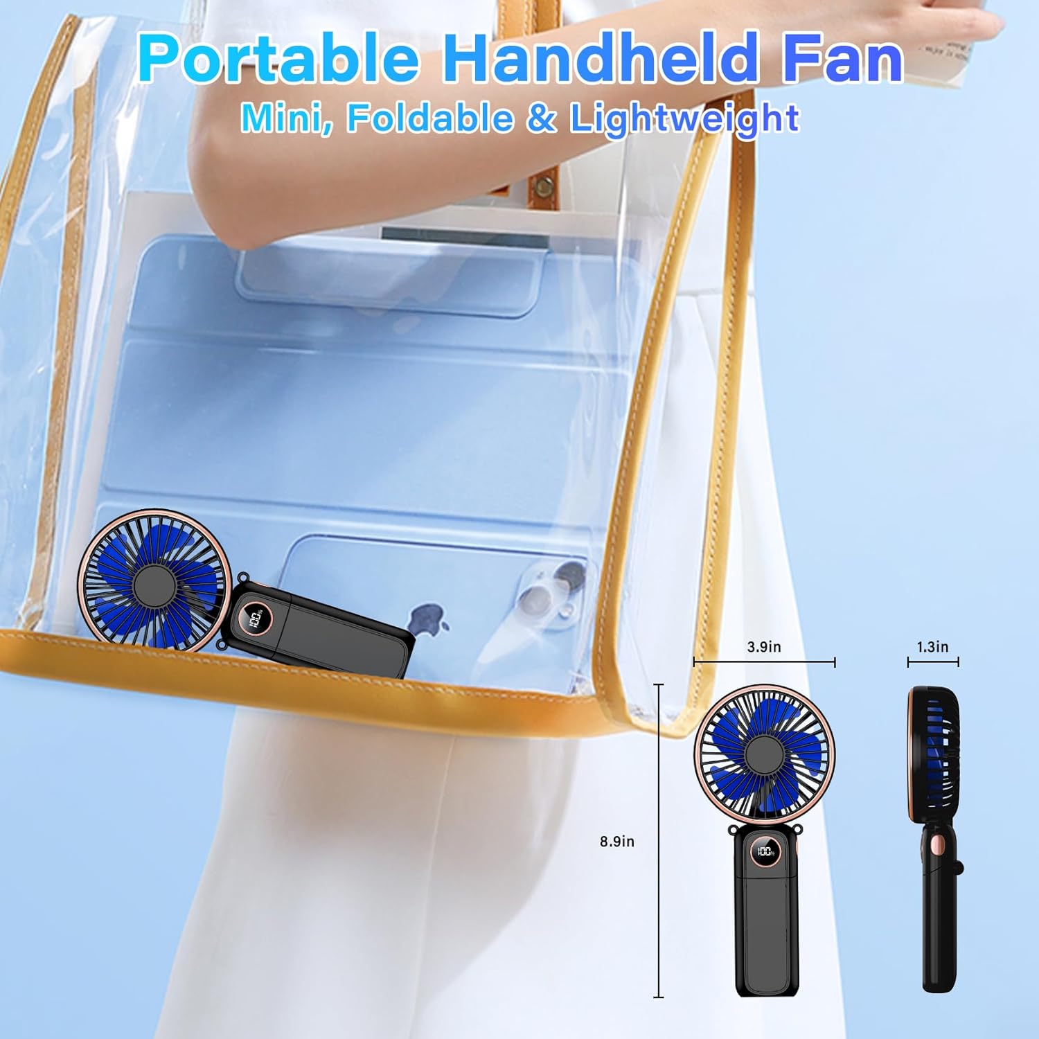 Skiennix Portable Handheld Fan - USB Rechargeable Mini Fan with 22Hrs Runtime & 6 Speeds | Perfect for Travel & Outdoor Use