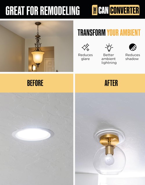 The Can Converter R4 Recessed Can Light Conversion Kit - Home Improvement for 4" Cans, Hardware Converter for Flush Mount Light, Hanging Pendant, & Light Fixture, up to 50 lbs Capacity, UL Certified