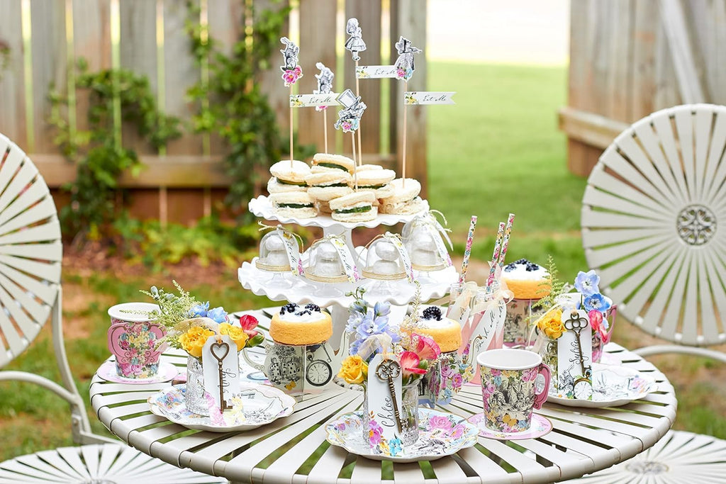 Talking Tables 144 x Alice In Wonderland Themed Disposable Paper Plates, Bulk Pack, Mad Hatter Tea Party Table Decorations Birthday, Baby Shower, Cream Tea, Mother’s Day, Wedding – Size 9’