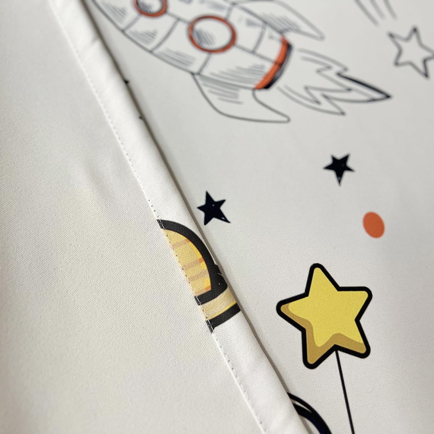 Cartoon Astronaut Semi Blackout Curtains for Kids Room Nursery Space Planets Patterns Printed Drapes for Bedroom Living Room Privacy Room Darkening Window Treatment Grommet Top 1 Panel W42 x L63 Inch