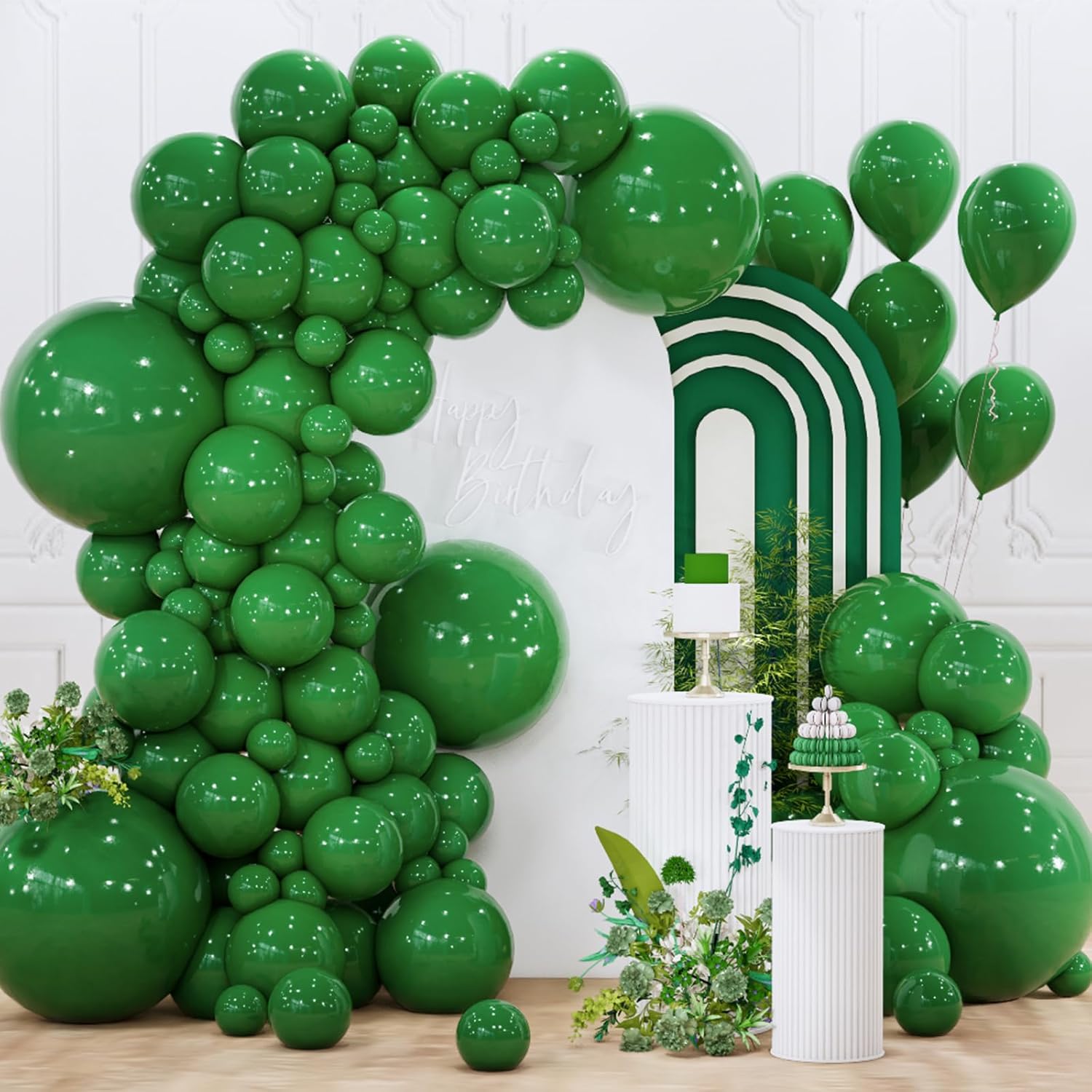 PartyWoo Hunter Green & Red Balloon Arch Kit - 140pcs in 5, 10, 12, & 18 Inch Sizes for Festive Celebrations