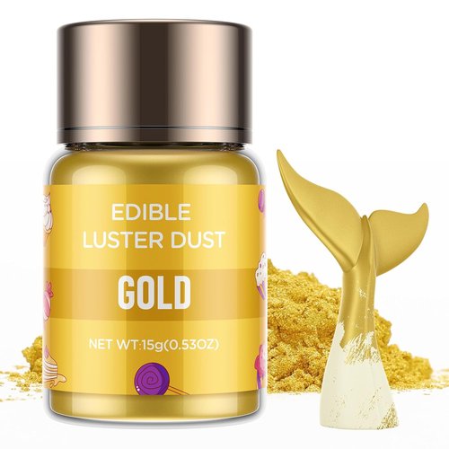 Cherrysea Luster Dust Edible Shimmer Powder - 15g Food Grade Cake Coloring for Cocktails, Cookies & More