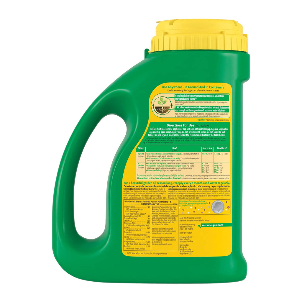 Miracle-Gro Shake 'N Feed All Purpose Plant Food - Nourishes Indoor & Outdoor Plants, 4.5 lbs.