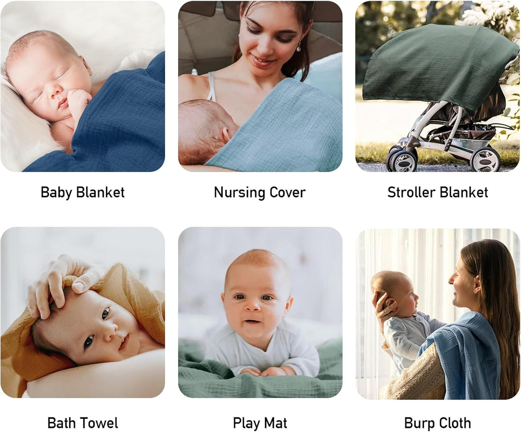 Skiennix Muslin Swaddle Blankets - 4 Pack Breathable Cotton Newborn Receiving Wraps | Skin-Friendly Essentials