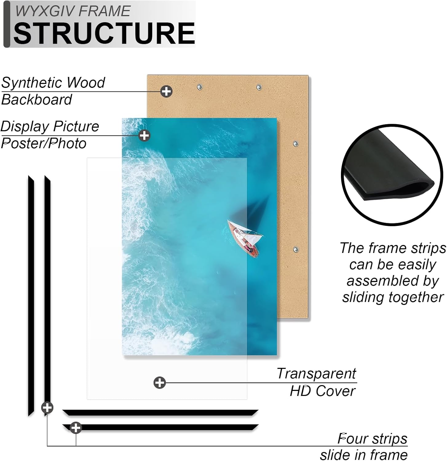 Skiennix 16x24 Picture Frame Set of 2 - Scratch-Proof Black Frames for Artwork Display | Lightweight & Sturdy