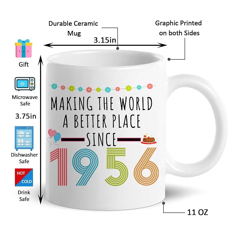 1956 70th Birthday Coffee Mug Gift for Mom Dad Grandma Grandpa - 11oz Double-Sided Funny Gift