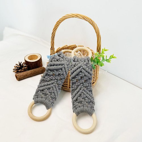 YVPSI 2 Pcs Kitchen Dish Towel Holder with Loop Crochet Hanging Towel Holder Ring Towel Hanger Loop Ring for Kitchen Bathro (Grey)