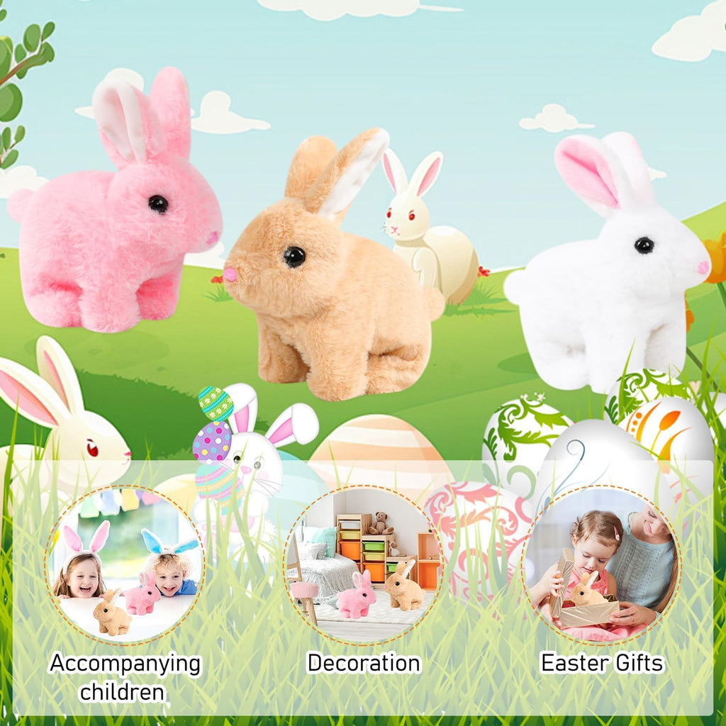 Vizela Realistic Rabbit Toy - Interactive Plush Bunny With Lifelike Movements | 7'' Brown Easter Gift