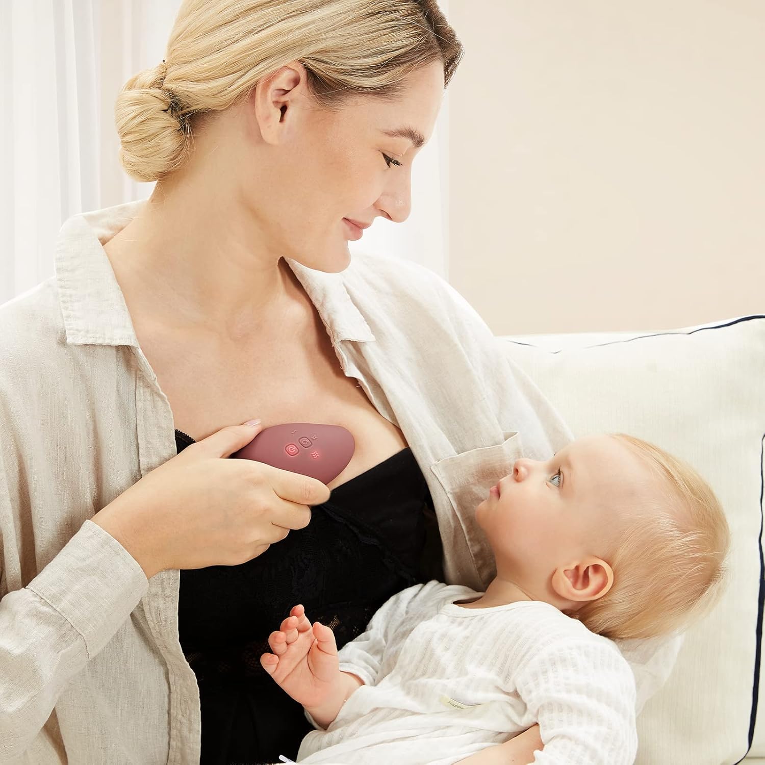 Momcozy Warming Lactation Massager - 2-in-1 Soft Breast Massager with Heat & Vibration for Improved Milk Flow