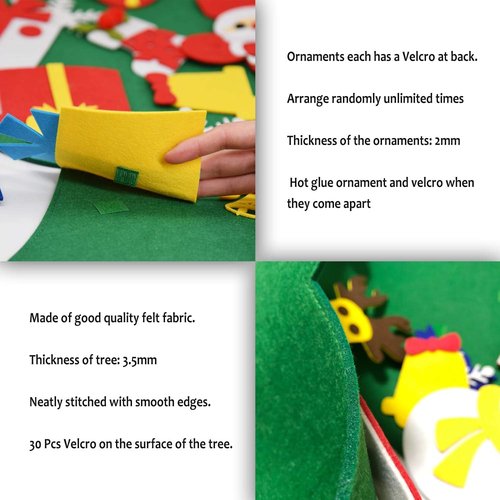 Fayoo DIY Felt Christmas Tree - Montessori Wall Hanging Decoration for Toddlers | 30 Ornaments Included
