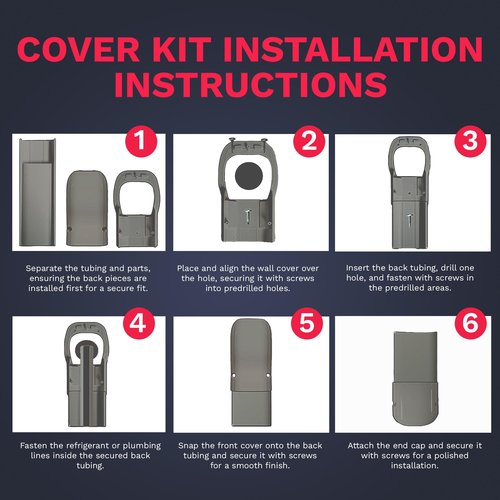DuctlessAire Mini Split Line Set Cover Kit - Paintable Lineset Cover - Line Set Covers for Ductless Air Conditioner, Mini Split AC/Heating System, HVAC, Central AC Unit, Heat Pump (Gray, 3" x 7.5 ft)