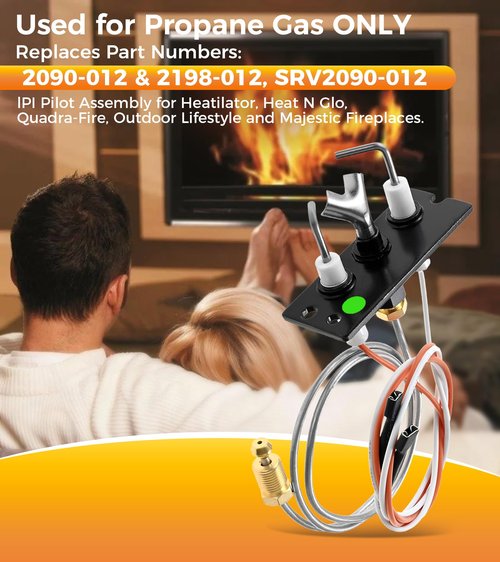 Hicello IPI Pilot Assembly 2090-012 Natural Gas (NG) Fireplace Replacement Kit - Compatible with Heatilator, Majestic, Heat-N-Glo, Quadra-Fire, and Outdoor Lifestyles Models