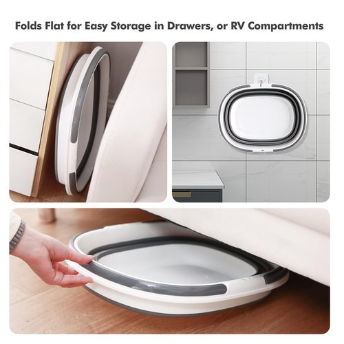 2 Packs Collapsible Laundry Baskets with Handles 7.4 Gallon Heavy Duty Laundry Basket Rectangle Pop Up Silicone Laundry Bucket Small Portable Storage Organizer Collapse Basket Small Room Organization