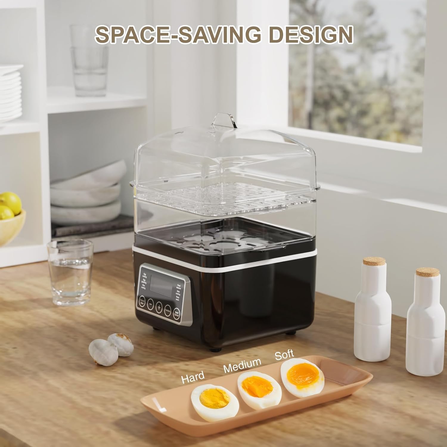Skiennix 4 QT Electric Food Steamer - 2 Tiers, BPA-Free Stackable Baskets, Auto Shut-Off | Ideal for Veggies, Seafood, Rice