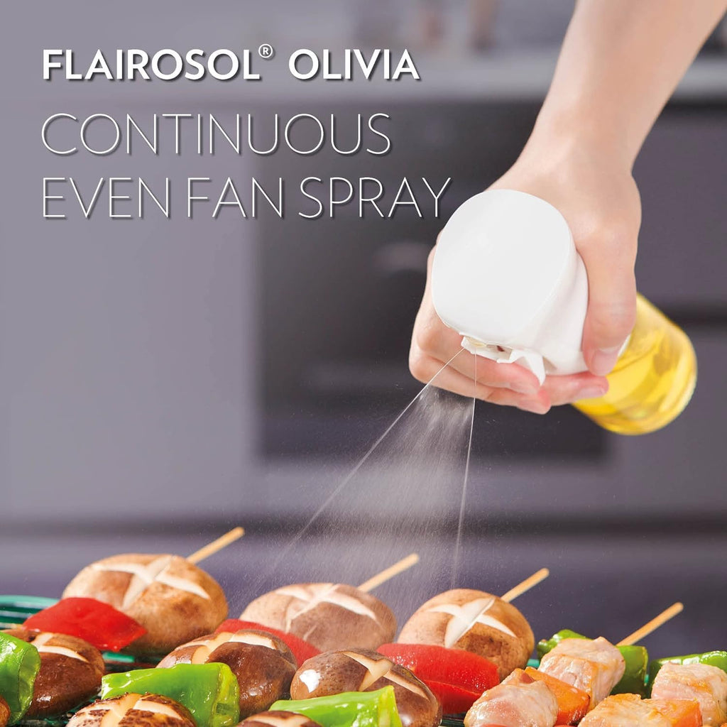 OLIVIA Signature Advanced Oil Sprayer - Continuous Spray for Cooking & BBQs | Glass Bottle in Golden Leaves