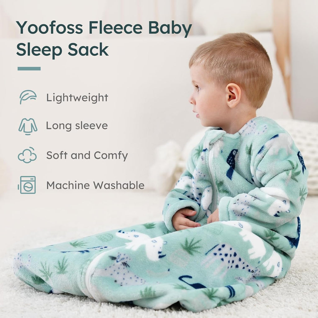 Yoofoss Baby Sleep Sack - Long Sleeve 1.5 Tog Fleece Wearable Blanket for 12-18 Months | Soft & Warm