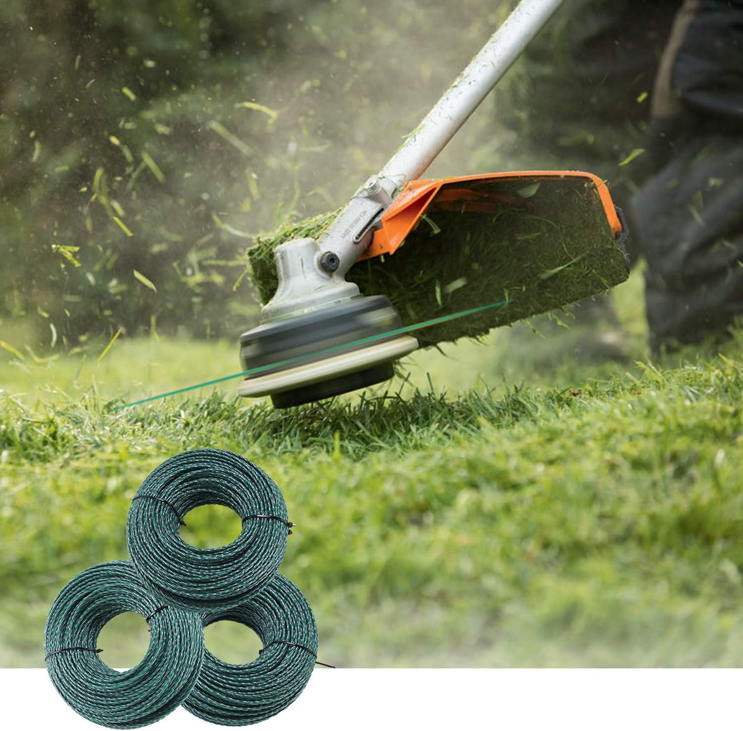 Anleolife Heavy Duty Twisted .095-Inch Dual Core Trimmer Line - 393 Ft with Built-In Cutter