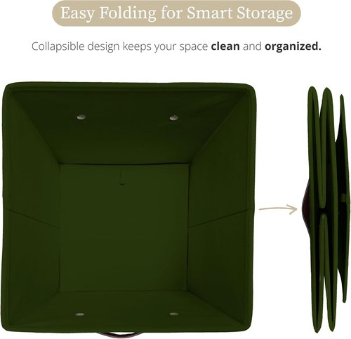DECOMOMO Storage Cubes - 13x13x13 Fabric Organizer Bins with Labels | Set of 6 in Olive Green