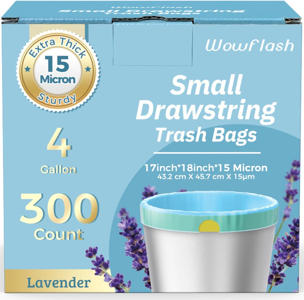 Regine Switzerland 300 Count Extra Thick 15 Micron Drawstring Trash Bags - Sturdy & Tear-Resistant for Home Use