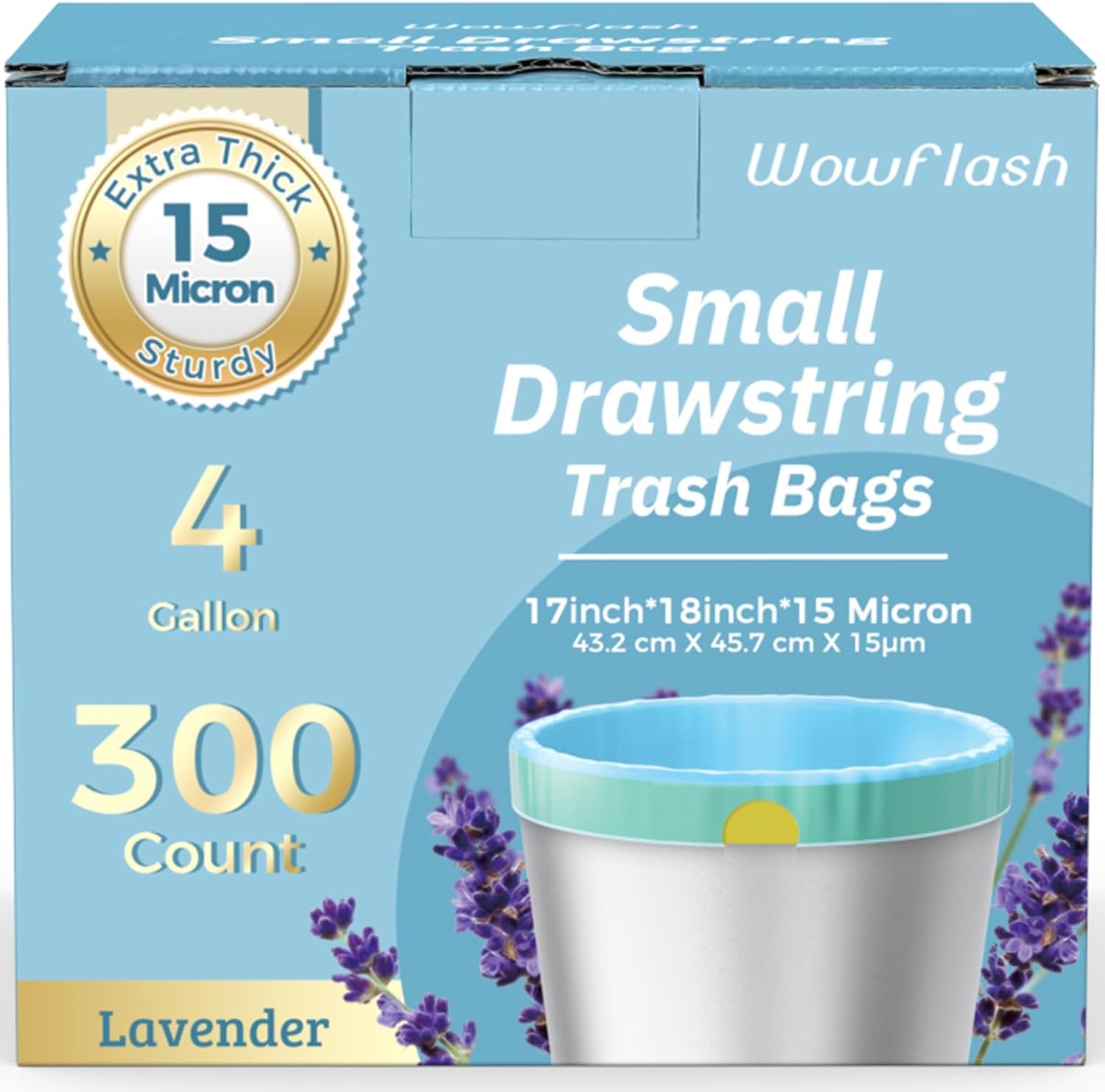 Regine Switzerland 300 Count Extra Thick 15 Micron Drawstring Trash Bags - Sturdy & Tear-Resistant for Home Use