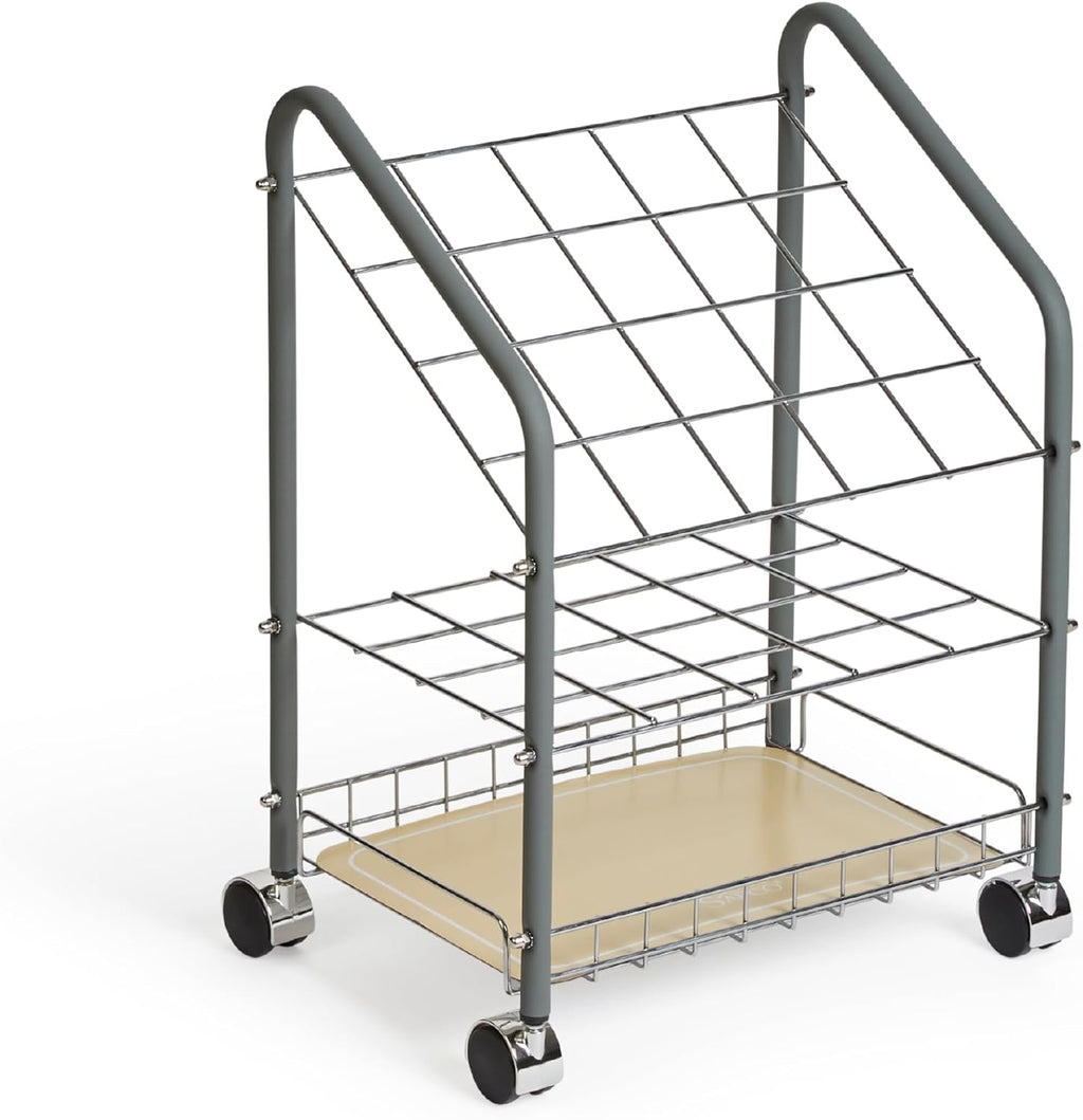 Safco Tubular Steel Wire Roll File Cart - 20 Compartment Rolling Organizer for Documents & Blueprints