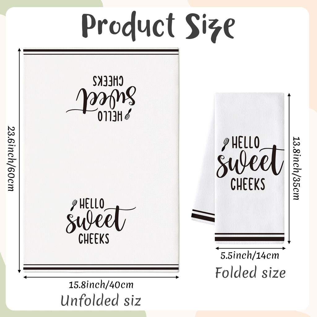 AellasNervalt Funny Sayings Hand Towel - 6Pcs Sweet Cheeks Fun Bathroom Decorative Absorbent Soft Polyester Towels for Bathroom Bar Dining Room Kitchen Decor, Housewarming Gift for Hostess Home Friend
