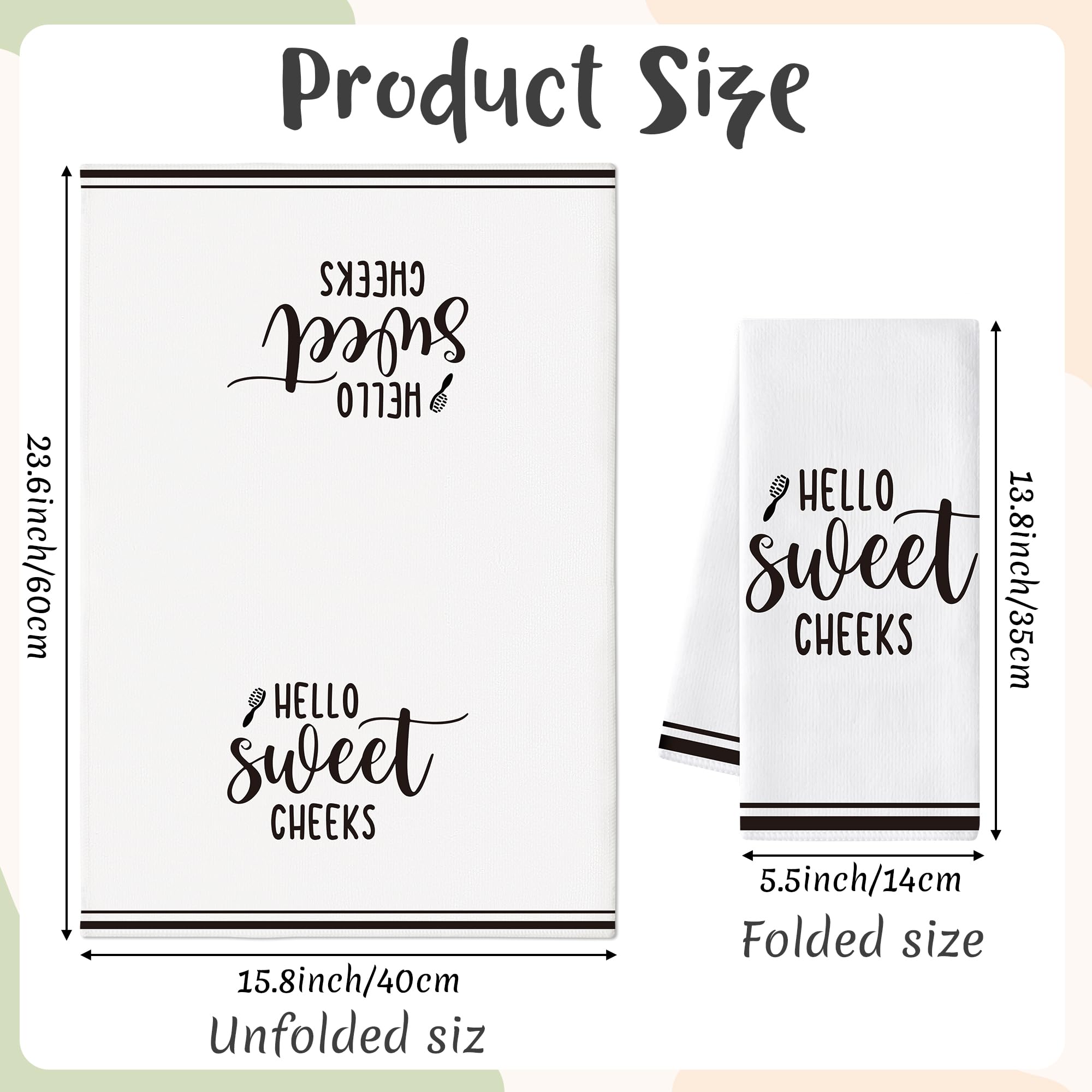 AellasNervalt Funny Sayings Hand Towel - 6Pcs Sweet Cheeks Fun Bathroom Decorative Absorbent Soft Polyester Towels for Bathroom Bar Dining Room Kitchen Decor, Housewarming Gift for Hostess Home Friend