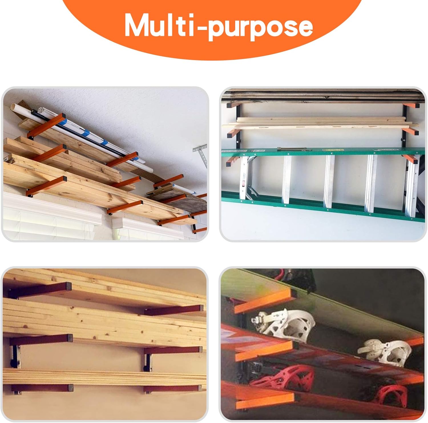 Ultrawall Wall Mount Wood Organizer - 3-Level Lumber Storage Rack for Indoor & Outdoor Use | 2 Pack