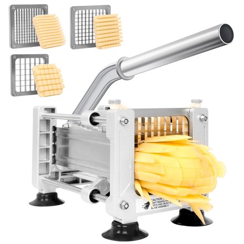 FSUON French Fry Cutter for Potatoes, Stainless Steel Potato Cutter for Fries with 1/2", 3/8", 1/4" Replaceable Blades, Glove, and Brush