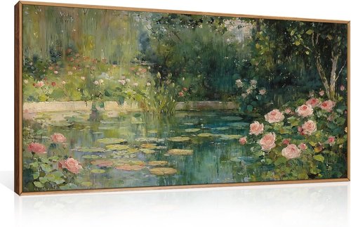 FWIEXA Monet Floral Framed Canvas Wall Art Set - Impressionist Botanical Garden Decor | 20x40 Inches