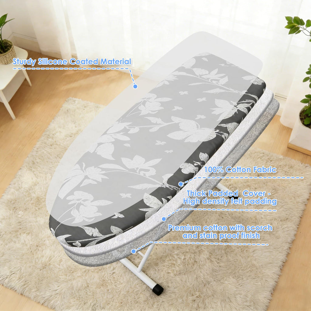 Ironing Board Cover 20" x 55" Extra Wide Thick Padding Fits Most Ironing Boards , Non-Stick, Scorch & Stain Resistant, Easy Install Elastic Edge, Bonus Heat Resistant Ironing Mesh Press Cloth for Home