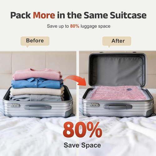 IDEATECH Travel Vacuum Bags - 15 Pack with USB Pump for Space Saving Clothes | Easy Load Compression Bags (5S+5M+5L)