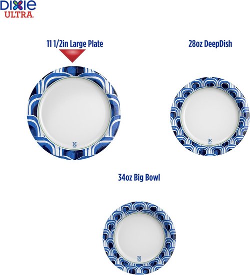 Dixie Ultra Large Paper Plates - 11 Inch, Heavy Duty & Microwave-Safe, 25 Count for Messy Meals