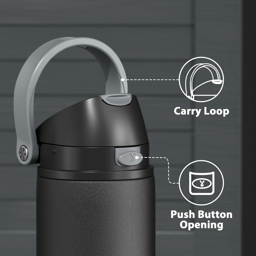 Meoky Stainless Steel Water Bottle - 24 oz Insulated Sports Bottle with 2-in-1 Straw & Spout Lid | Leak Proof, BPA-Free, Fits Car Cup Holder