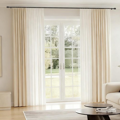 Adjustable Black Curtain Rods by [Brand Name] - 30-60 Inch for 30-54 Inch Windows | 2 Pack with Brackets