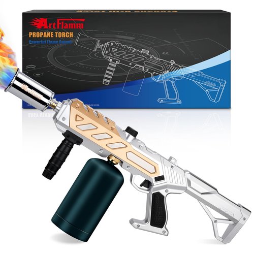 ARTFLAMM Powerful Propane Torch Gun, Kitchen Grill Torch with Detachable Design, Adjustable Flamethrower Torch Burner for Searing Steak, BBQ, Welding, Camping Charcoal Lighter(Tank Not Included)