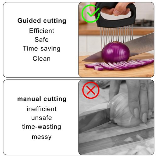 Onion Holder for Slicing, Extra-Large Stainless Steel Tomato and Potato Slicer with 16 Long Needles Versatile Food Slice Holder Home Kitchen Tool for Meat Onion Tomato Potato