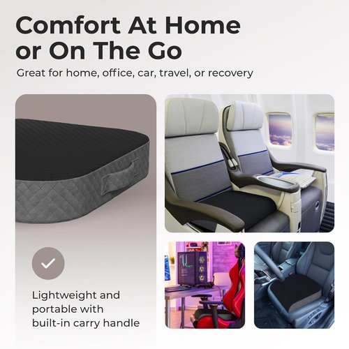 Kölbs Extra Large Seat Cushion - Plush Velvet Cover | X-Large Memory Foam for Back Pain Relief