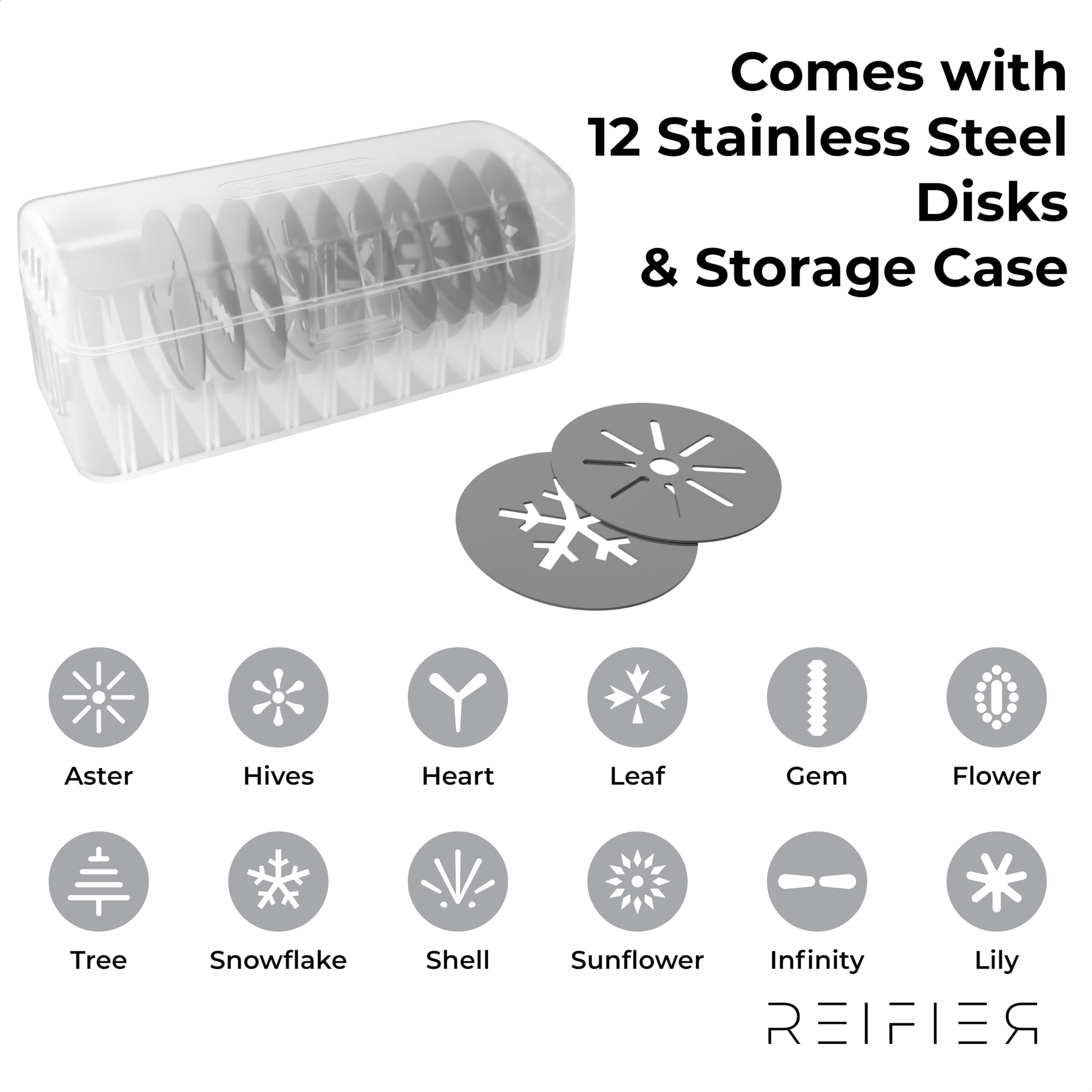 14-Piece Cookie Press Set - Upgraded - Stainless Steel Disks & Storage Case - Heavy-Duty Design