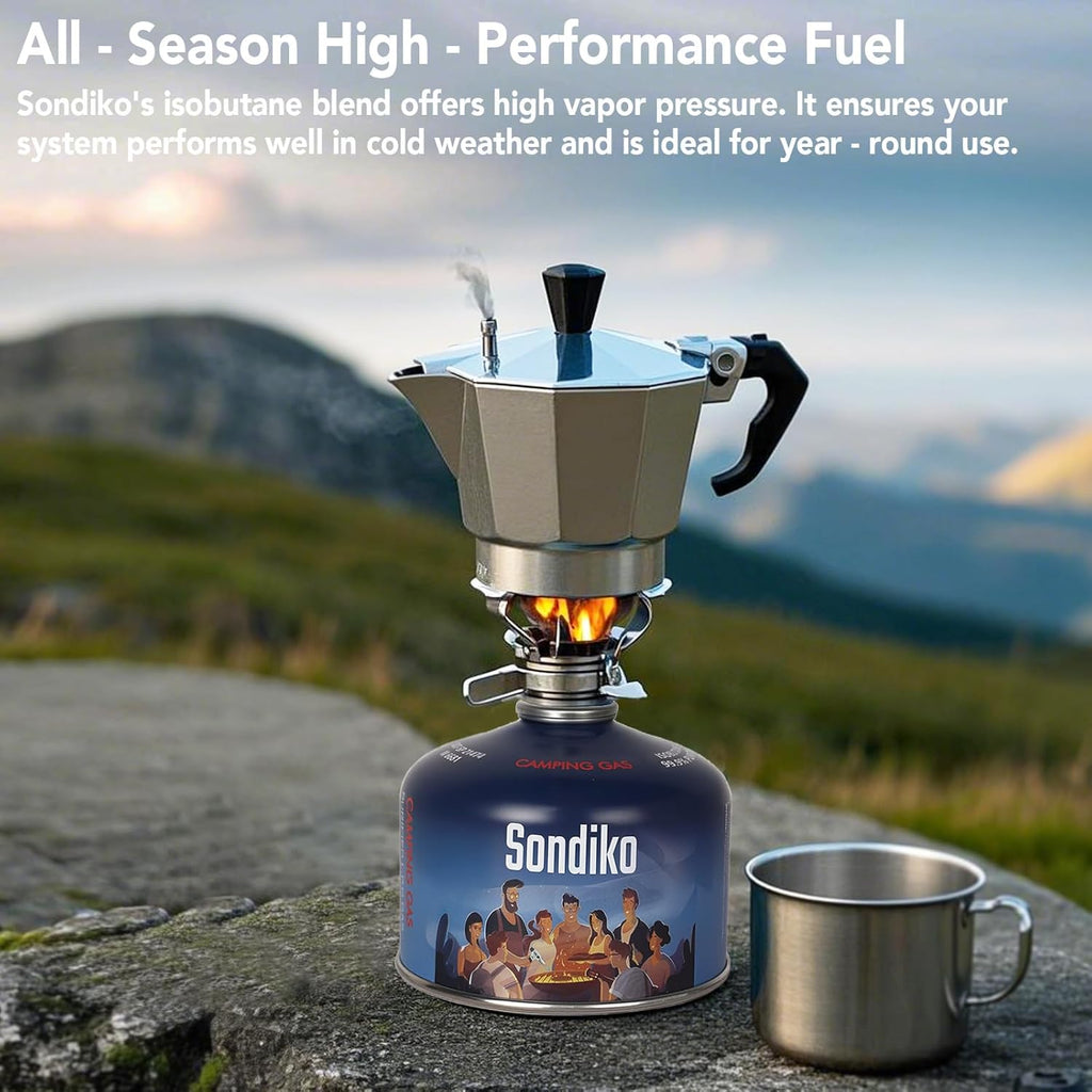 Sondiko Iso Butane Fuel Canister - 100g Pack of 2 | High-Efficiency Fuel for Camping Stoves