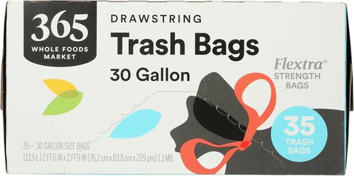 365 by Whole Foods Market | Flextra Strength 30 Gallon Drawstring Trash Bags - 35 Count