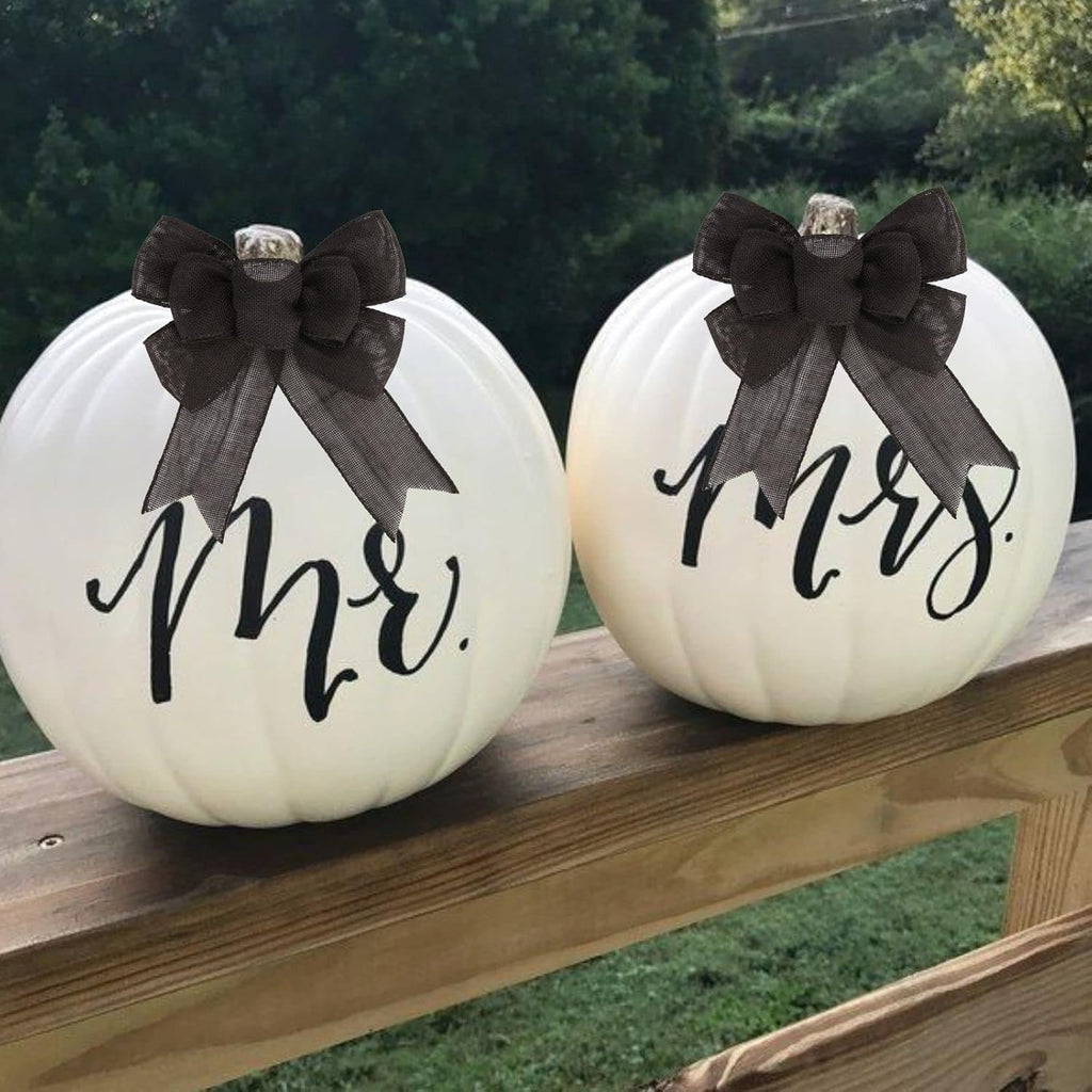 Meseey Black Wired Ribbon - 2 Pcs Handmade Burlap Bows for Wreaths & Gift Wrapping | Outdoor Decor