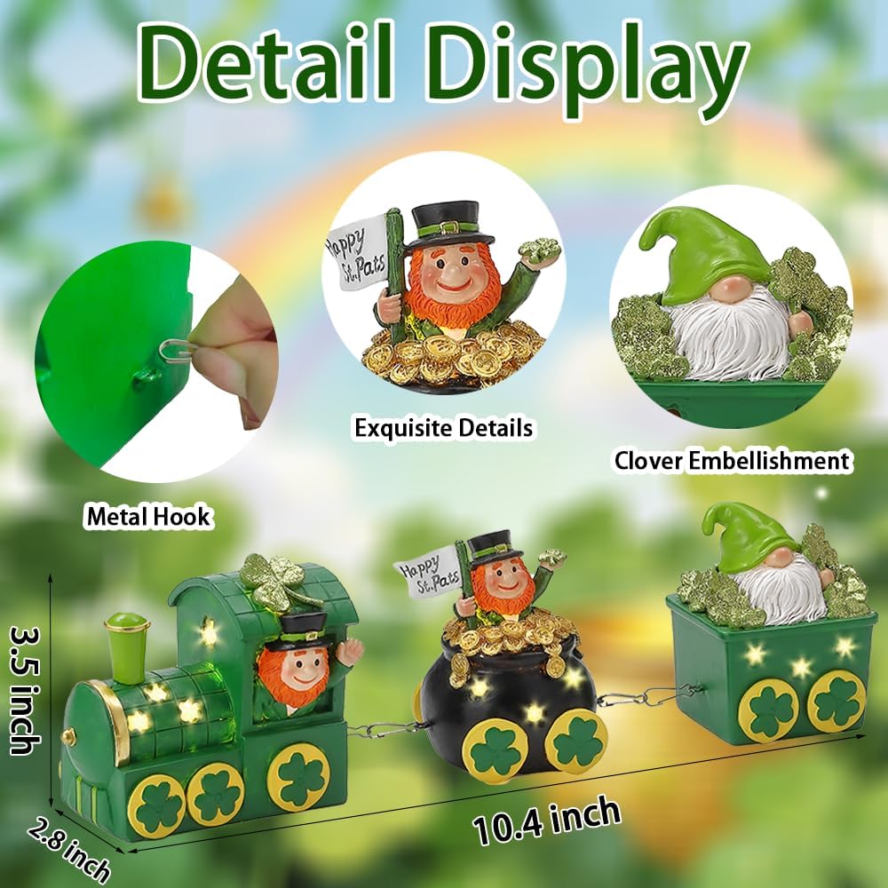 St. Patrick's Day Decorations - Lighted Leprechaun Train Centerpiece for Home & Dining Room