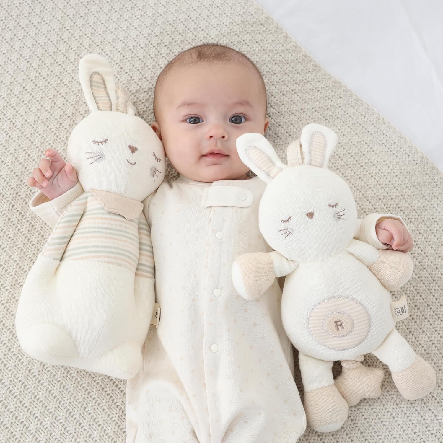 Mrs. Bunny Soft Cotton Stuffed Bunny Toy - Lullaby Music for Newborns & Infants 0-6 Months | Perfect Easter Gift