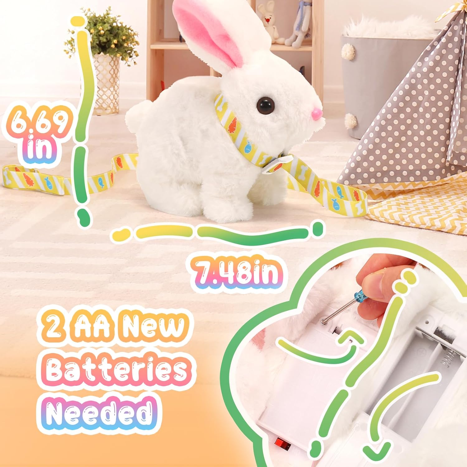 Tagitary Easter Plush Bunny Toy - Interactive Rabbit with Sounds & Wiggling Ears | Perfect for Kids' Easter Baskets