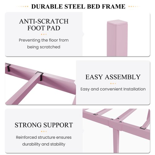 SHA CERLIN Twin Size Bed Frame for Kids,Metal Bed Frame with Butterfly Pattern Design Headboard and Footboard,No Box Spring Needed,Easy Assembly,Pink